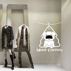 NT0089 Adesivi Murali - Albero cagnolino - Vetrofanie natalizie - 60x70 cm - bianco e nero - Decorazioni vetrine per Natale, stickers, adesivi