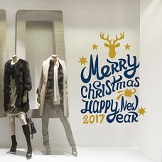NT0196 Adesivi Murali - Composizione delle feste - Vetrofanie natalizie - 70x95 cm - blu e oro - Decorazioni vetrine per Natale, stickers, adesivi