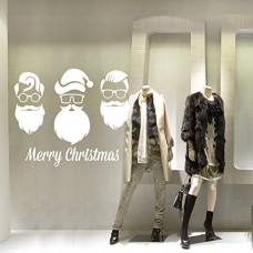 NT0010 Adesivi Murali - Babbo Natale - Vetrofanie natalizie - 71x60 cm - bianco - Decorazioni vetrine per Natale, stickers, adesivi