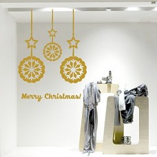 NT0023 Adesivi Murali - Palline fiocchi - Vetrofanie natalizie - 60x85 cm - Oro - Decorazioni vetrine per Natale, stickers, adesivi