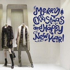 NT0031 Adesivi Murali - Wishes - Vetrofanie natalizie - 95x110 cm - blu - Decorazioni vetrine per Natale, stickers, adesivi