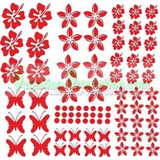 Stickers Hibiscus "Fiori e farfalle Set 75 pezzi" adesivo NB-0169-IT rosso Stickers Hibiscus "Fiori e farfalle Set 75 pezzi" adesivo NB-0169-IT rosso