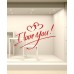 VT0299 Adesivi Murali Vetrofania San Valentino "I love you con cuori" - Misure 80x51 cm - rosso - Vetrine negozi per san valentino, stickers, adesivi