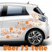 75 "ibisco fiore Hibiscus hibisco flores"Flower Butterfly,orange 10-12 cm Sticker auto-adesivo , finestre, sticker porta,bagno, cucina,motocicletta,Tiling, Tuning Sticker,Adesivo Murale,Auto