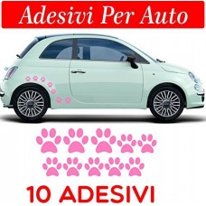 10 zampette adesive ADESIVI - COLORE ROSA - 3 adesivi 5X5 centimetri - 7 adesivi 3X3 centimetri qualsiasi colore disponibile - AUTO MACCHINA - NOVITà!! auto moto camper, stickers, decal