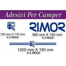 6 ADESIVI RIMOR - portiere mansarda e lati camper - COLORE BLU - RIMOR - accessori per camper adesivi per camper