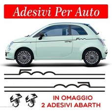 SET FASCE STRISCE FIAT 500 ABARTH TUNING BANDE ADESIVE STICKERS auto - accessori, stickers, decal