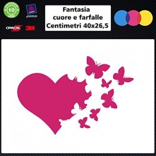 Adesivi fantasia cuore e farfalle per auto - STICKERS auto - accessori, stickers, decal (rosa scuro)