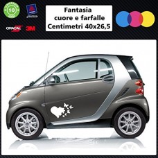 Adesivi fantasia cuore e farfalle per auto - STICKERS auto - accessori, stickers, decal (bianco)