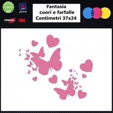 Adesivi fantasia cuore e farfalle per auto - grafica 002 - STICKERS auto - accessori, stickers, decal (rosa chiaro)