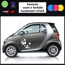Adesivi fantasia cuore e farfalle per auto - grafica 002 - STICKERS auto - accessori, stickers, decal (bianco)