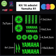 ADESIVI KIT 16 PEZZI YAMAHA R1 - - STICKERS MOTO - accessori, stickers, moto, decal COLORI A SCELTA (verde fluo) ADESIVI KIT 16 PEZZI YAMAHA R1 - - STICKERS MOTO - accessori, stickers, moto, decal COLORI A SCELTA (verde fluo)
