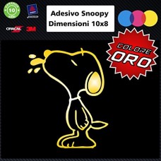 ADESIVO PER AUTO - SNOOPY - COLORE ORO- STICKERS notebook - cane, cani, adesivi cani, STICKERS auto - accessori, stickers, decal