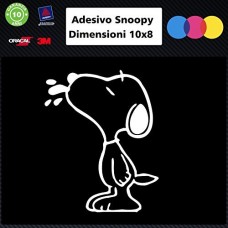 003 ADESIVO PER AUTO - SNOOPY - COLORE BIANCO - STICKERS notebook - cane, cani, adesivi cani, STICKERS auto - accessori, stickers, decal