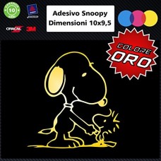004 ADESIVO PER AUTO - SNOOPY - COLORE ORO- STICKERS notebook - cane, cani, adesivi cani, STICKERS auto - accessori, stickers, decal