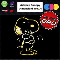 008 ADESIVO PER AUTO - SNOOPY - COLORE ORO - STICKERS notebook - cane, cani, adesivi cani, STICKERS auto - accessori, stickers, decal