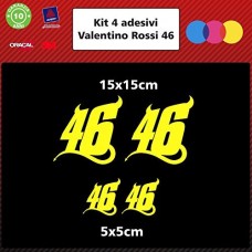 4 ADESIVI VALENTINO ROSSI - - STICKERS MOTO - AUTO - CASCO - accessori, stickers, moto, decal COLORI A SCELTA (COLORE - GIALLO)