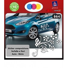 ADESIVI FIORI E FARFALLE per auto - STICKERS auto - accessori, stickers, decal (BIANCO) cod. 864 ADESIVI FIORI E FARFALLE per auto - STICKERS auto - accessori, stickers, decal (BIANCO) cod. 864