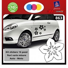 ADESIVI FIORI per auto - STICKERS auto - accessori, stickers, decal (BIANCO) cod. 863