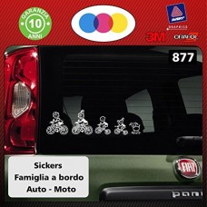 ADESIVI FAMIGLIA - KIT COMPLETO + due figli in omaggio - FAMIGLIA A BORDO - COLORE: BIANCO - FAMILY STICKERS VETRO AUTO - PUNTO EVO CITROEN FORD FIAT PANDA 500 CINQUECENTO GRANDE PUNTO IDEA SEDICI 500c 500L 500X cod. 877
