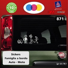 ADESIVI FAMIGLIA - KIT COMPLETO + 1 bambino in omaggio - FAMIGLIA A BORDO - COLORE: BIANCO - FAMILY STICKERS VETRO AUTO - PUNTO EVO CITROEN FORD FIAT PANDA 500 CINQUECENTO GRANDE PUNTO IDEA SEDICI 500c 500L 500X cod. 871
