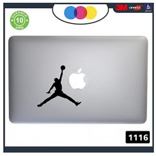 Adesivo JORDAN - PER TUTTI I MODELLI DI Mac Book Apple 13-15-17 - ADESIVO PER QUALSIASI COMPUTER ANCHE NON MAC BOOK - PC - COLORE NERO Cod. 1116