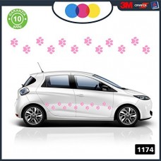 16 zampette Adesivi per auto - KIT di impronte zampe gatto rosa - rosa lucido misura 70x5cm (singola: 4x3,5 cm) - Materiale professionale facile da applicare e con durata garantita resistente al sole e ai lavaggi -