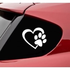 A forma di cuore con motivo a impronte di cani Puppy Love 10,16 (4 cm (colori assortiti), in vinile, decalcomania, adesivo per auto, camion, Windows, muri, Laptop, (colori assortiti)