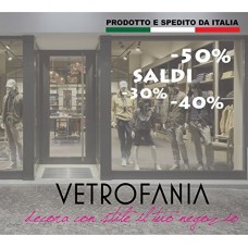 VETROFANIA SALDI E NUMERI SCONTO - ADESIVI VETRINE NEGOZI