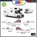 Adesivi per CAMPER - ONDE COLORATE - per tutti i modelli di camper Cod.1198 (Grigio-Rosso)