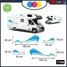 Adesivi per CAMPER - ONDE COLORATE - per tutti i modelli di camper Cod.1198 (Celeste)