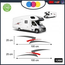 Adesivi per CAMPER - Linee Spezzate - per tutti i modelli di camper Cod.1200 (grigio rosso )