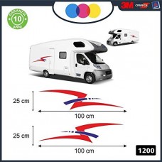 Adesivi per CAMPER - Linee Spezzate - per tutti i modelli di camper Cod.1200 (rosso blu)