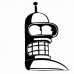 Bender - Futurama - Adesivo Prespaziato - Colore Nero - 20cm