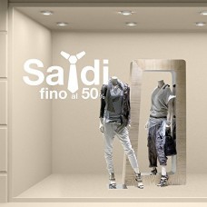 VT0583 Adesivi Murali - Saldi cravatta - Misure 60x35 cm - bianco - Vetrofanie saldi, vetrine negozi, stickers, adesivi