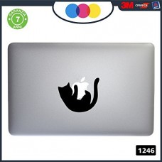 Adesivo GATTO - GATTINO - PER TUTTI I MODELLI DI Mac Book Apple 13-15-17 - ADESIVO PER QUALSIASI COMPUTER ANCHE NON MAC BOOK - COLORE NERO Cod. 1246