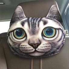 Semoss 3D Lovely Cartone Animato Gatto Cuscino Collo da Viaggio Auto Safety Cuscino Appoggia Collo - Grey