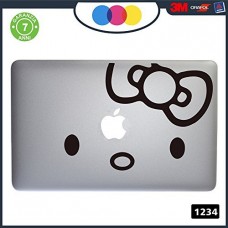 Adesivo HELLO KITTY - PER TUTTI I MODELLI DI Mac Book Apple 11-13-15-17 - ADESIVO PER QUALSIASI COMPUTER ANCHE NON MAC BOOK - COLORE NERO Cod. 1234 (15" - 17" MACBOOK)