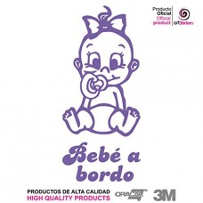 Artstickers® - Adesivo Bebé a Bordo bimba, Babyfun collection, 10 colori a scelta + regalo sorpresa 9cm x 16,5 cm Viola Artstickers® - Adesivo Bebé a Bordo bimba, Babyfun collection, 10 colori a scelta + regalo sorpresa 9cm x 16,5 cm Viola