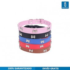 Collare Cane in CUOIO - COLLARE REGOLABILE CON BORCHIE OSSI PER CANE CM 56 COLORE ROSA Collare Cane in CUOIO - COLLARE REGOLABILE CON BORCHIE OSSI PER CANE CM 56 COLORE ROSA