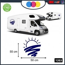 ADESIVO DECORATIVO PER FIANCATA SOLE TRAMONTO - PER CAMPER, FURGONI E VAN - - Cod. 1203 (Blu) ADESIVO DECORATIVO PER FIANCATA SOLE TRAMONTO - PER CAMPER, FURGONI E VAN - - Cod. 1203 (Blu)