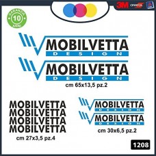 8 ADESIVI NERO -AZZURRO LOGO CAMPER MOBILVETTA DESIGN - PER CAMPER, FURGONI E VAN - - Cod. 1208