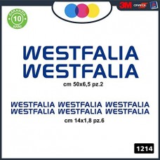 8 ADESIVI -blu - LOGO -WESTFALIA- PER CAMPER, FURGONI E VAN - - Cod. 1214