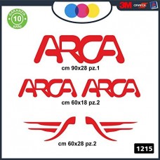 5 ADESIVI -ROSSO- LOGO - ARCA - PER CAMPER, FURGONI E VAN - - Cod. 1215