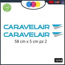 2 ADESIVI -AZZURRO- GRIGIO LOGO - CARAVELAIR - PER CAMPER, FURGONI E VAN - - Cod. 1216