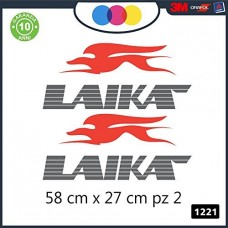 2- ADESIVI - GRIGIO - ROSSO - LOGO - LAIKA - PER CAMPER, FURGONI E VAN - - Cod. 1221