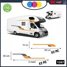 ADESIVI PER CAMPER - CURVE LINEE - DECORATIVI PER AMBEDUE LE FIANCATE - - - PER CAMPER, FURGONI E VAN - - - Cod. 1267 (Grigio-Arancione)