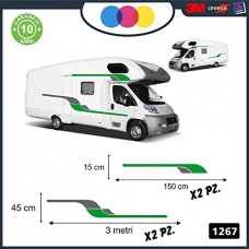 ADESIVI PER CAMPER - CURVE LINEE - DECORATIVI PER AMBEDUE LE FIANCATE - - - PER CAMPER, FURGONI E VAN - - - Cod. 1267 (Grigio-Verde)