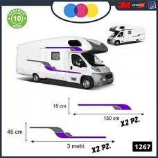 ADESIVI PER CAMPER - CURVE LINEE - DECORATIVI PER AMBEDUE LE FIANCATE - - - PER CAMPER, FURGONI E VAN - - - Cod. 1267 (Grigio-Viola)