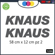 2- ADESIVI - GRIGIO - LOGO -KNAUS - PER CAMPER, FURGONI E VAN - Cod. 1226